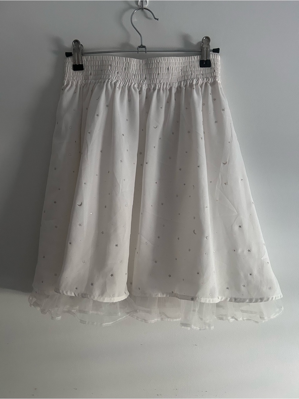 Ank Rouge White Star & Moon Blue Bow Flowy A-Line Skirt - Picture 5 of 7